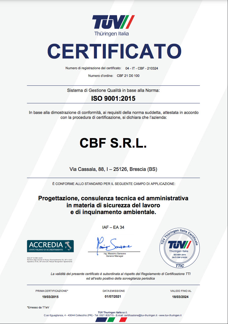 CBF Certificato TUV Ita